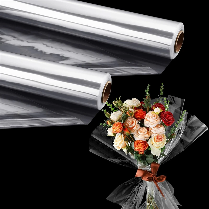 Cellophane Wrap Clear - Przezroczysta rolka celofanu do pakowania prezentów,