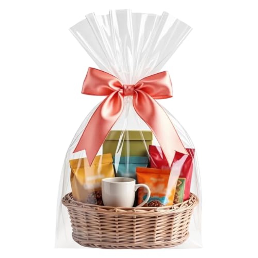 Cellophane Wrap Clear - Torebki celofanowe, 16x24 cali, 20 sztuk,
